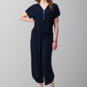 Joseph Ribkoff Silky Knit Culotte Jumpsuit-Midnight Blue