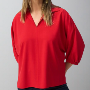 Joseph Ribkoff Woven Boxy Top-Radiant Red