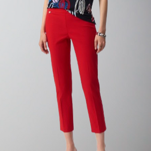 Joseph Ribkoff Textured Jacquard Crop Pull-On Pants-Radiant Red