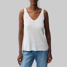 Load image into Gallery viewer, Joseph Ribkoff Metallic Knitted Camisole with Rhinestones-Vanilla
