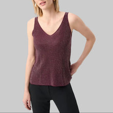 Load image into Gallery viewer, Joseph Ribkoff Metallic Knitted Camisole with Rhinestones-Elderberry
