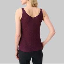 Load image into Gallery viewer, Joseph Ribkoff Metallic Knitted Camisole with Rhinestones-Elderberry
