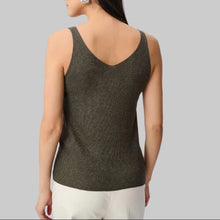 Load image into Gallery viewer, Joseph Ribkoff Metallic Knitted Camisole with Rhinestones-Avocado
