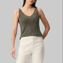 Load image into Gallery viewer, Joseph Ribkoff Metallic Knitted Camisole with Rhinestones-Avocado
