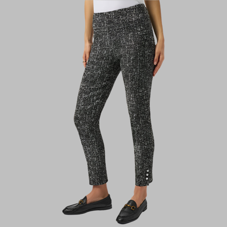 Joseph Ribkoff Abstract Jacquard Straight Pull-On Pants-Black/Off-White