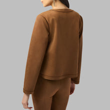 Load image into Gallery viewer, Joseph Ribkoff Scuba Suede Straight Jacket-Brown
