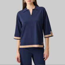 Load image into Gallery viewer, Joseph Ribkoff Sweater Knit Colour Block Top-Indigo/Camel
