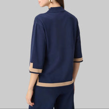 Load image into Gallery viewer, Joseph Ribkoff Sweater Knit Colour Block Top-Indigo/Camel
