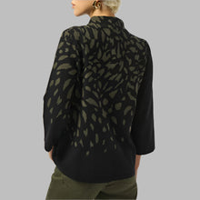 Load image into Gallery viewer, Joseph Ribkoff Jacquard Animal Print Sweater-Black/Avocado
