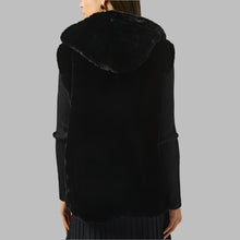 Load image into Gallery viewer, Joseph Ribkoff Faux Fur Textured Stripe Vest-Black
