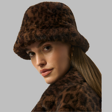 Load image into Gallery viewer, Joseph Ribkoff Faux Fur Leopard Print Bucket Hat-Beige/Black
