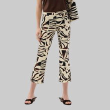 Load image into Gallery viewer, Joseph Ribkoff Millennium Tropical Print Flared Pull-On Pants-Beige/Multi
