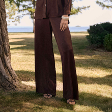 Load image into Gallery viewer, Joseph Ribkoff Crushed Satin Wide Leg Pull-On Pants With Drawstring-Mahogany
