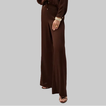 Load image into Gallery viewer, Joseph Ribkoff Crushed Satin Wide Leg Pull-On Pants With Drawstring-Mahogany
