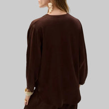 Load image into Gallery viewer, Joseph Ribkoff Crushed Satin Boxy Top With Dolman Sleeves-Mahogany

