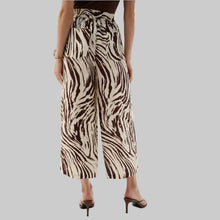 Load image into Gallery viewer, Joseph Ribkoff Linen Blend Animal Print Culotte Pants With Pleat-Beige/Brown
