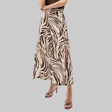 Load image into Gallery viewer, Joseph Ribkoff Linen Blend Animal Print Culotte Pants With Pleat-Beige/Brown
