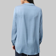 Load image into Gallery viewer, Joseph Ribkoff Recycled Satin Shirt-Collar Tunic-Chambray
