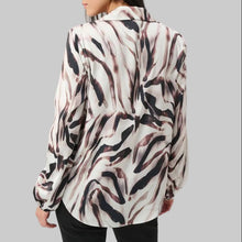 Load image into Gallery viewer, Joseph Ribkoff Recycled Satin Animal Print Draped Top-Beige/Multi
