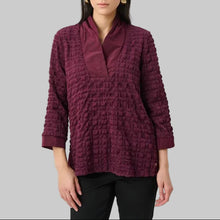 Load image into Gallery viewer, Joseph Ribkoff Bubble Jacquard &amp; Memory Straight Top-Elderberry
