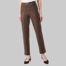 Load image into Gallery viewer, Joseph Ribkoff Foiled Silky Knit Straight Pull-On Pants-Brown
