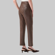 Load image into Gallery viewer, Joseph Ribkoff Foiled Silky Knit Straight Pull-On Pants-Brown
