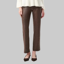 Load image into Gallery viewer, Joseph Ribkoff Foiled Silky Knit Straight Pull-On Pants-Brown
