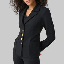 Load image into Gallery viewer, Joseph Ribkoff Scuba Crepe Fitted Blazer With Statement Buttons-Black
