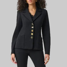 Load image into Gallery viewer, Joseph Ribkoff Scuba Crepe Fitted Blazer With Statement Buttons-Black
