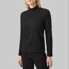 Load image into Gallery viewer, Joseph Ribkoff Textured Jacquard Mock-Neck Fitted Top-Black
