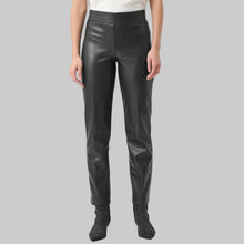 Load image into Gallery viewer, Joseph Ribkoff Bonded Leatherette Straight Pull-On Pants-Black
