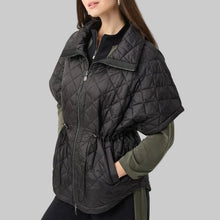 Load image into Gallery viewer, Joseph Ribkoff Quilted Nylon Shawl-Neck Boxy Vest-Black
