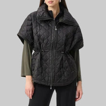 Load image into Gallery viewer, Joseph Ribkoff Quilted Nylon Shawl-Neck Boxy Vest-Black
