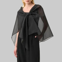 Load image into Gallery viewer, Joseph Ribkoff Signature Draped Organza Asymmetric Cover-Up-Black
