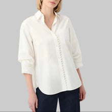Load image into Gallery viewer, Joseph Ribkoff Cotton Poplin Pearl Trim Boxy Blouse-Vanilla
