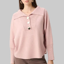 Load image into Gallery viewer, Joseph Ribkoff Brushed Viscose And Nylon Shawl-Neck Sweater-Soft Blush Melange
