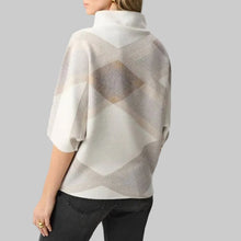 Load image into Gallery viewer, Joseph Ribkoff Brushed Viscose And Nylon Plaid Funnel-Neck Sweater-Winter White/Multi
