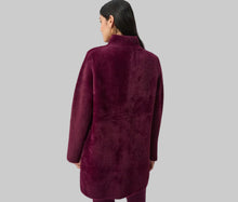 Load image into Gallery viewer, Joseph Ribkoff Feather Yarn Mock-Neck Coat-Elderberry
