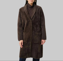 Load image into Gallery viewer, Joseph Ribkoff Feather Yarn Knit Coat With Detachable Faux Fur Collar-Mocha
