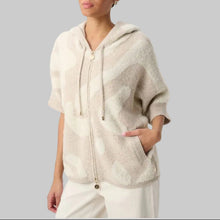 Load image into Gallery viewer, Joseph Ribkoff Hooded Animal Print Sweater-Oatmeal Melange/Gold
