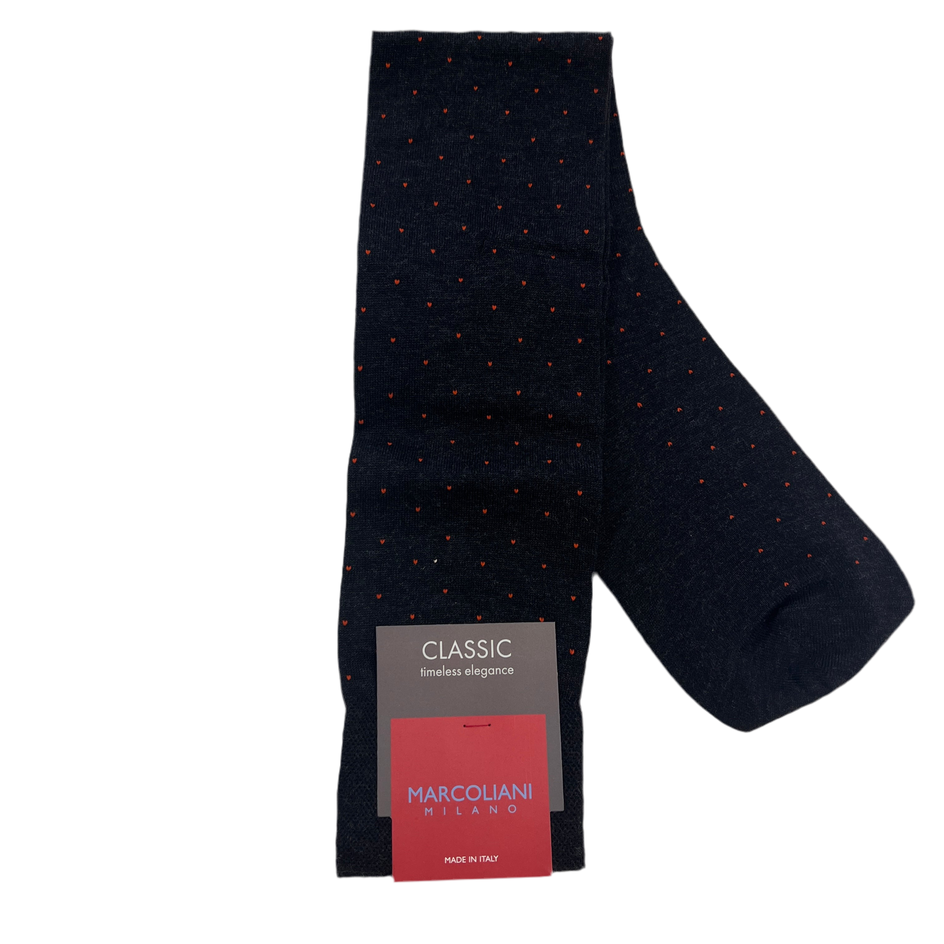 Marcoliani Over the Calf Classic Dress Sock-Pin-Charcoal Ginger