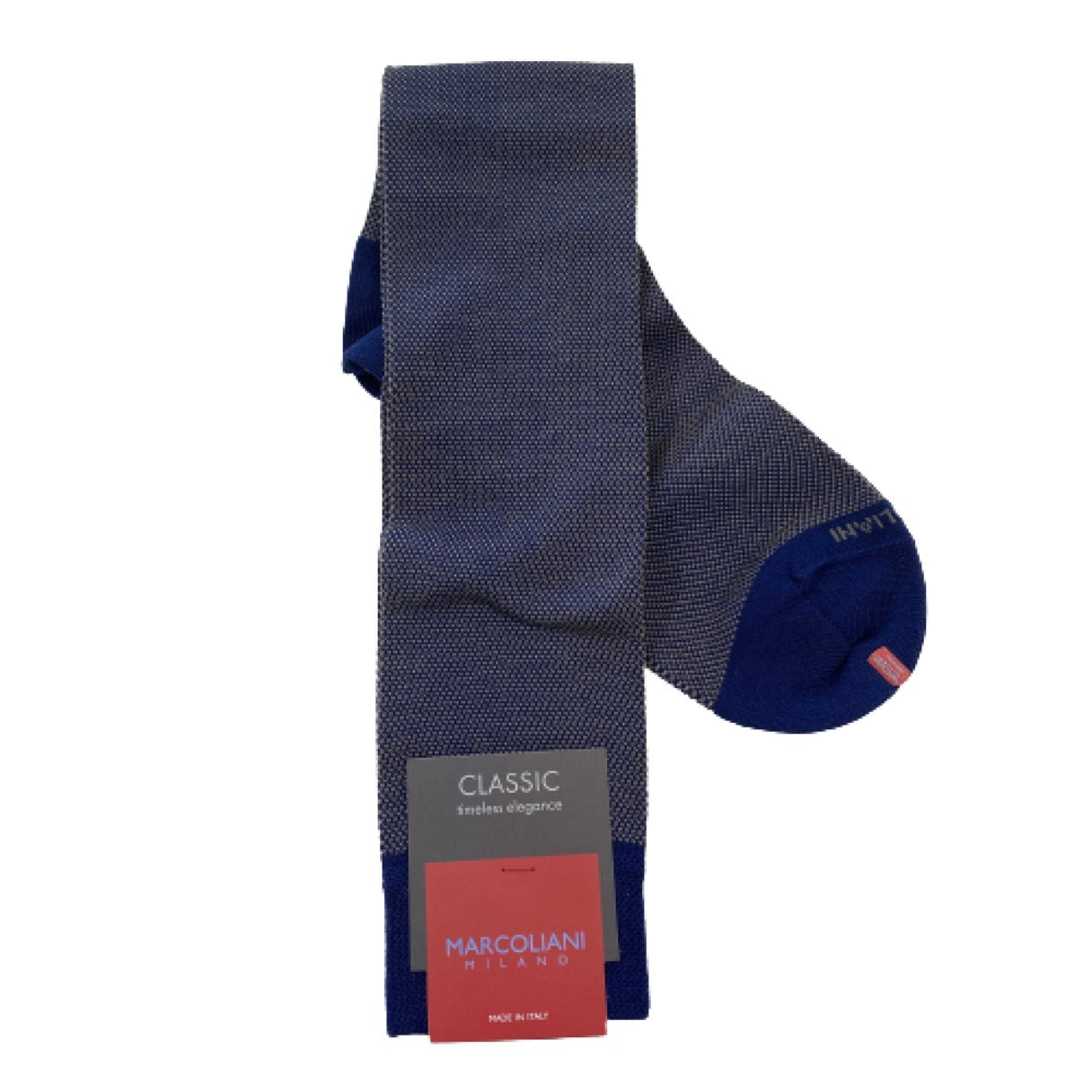 Marcoliani Over the Calf Classic Dress Sock-Birdseye-Blue Beige