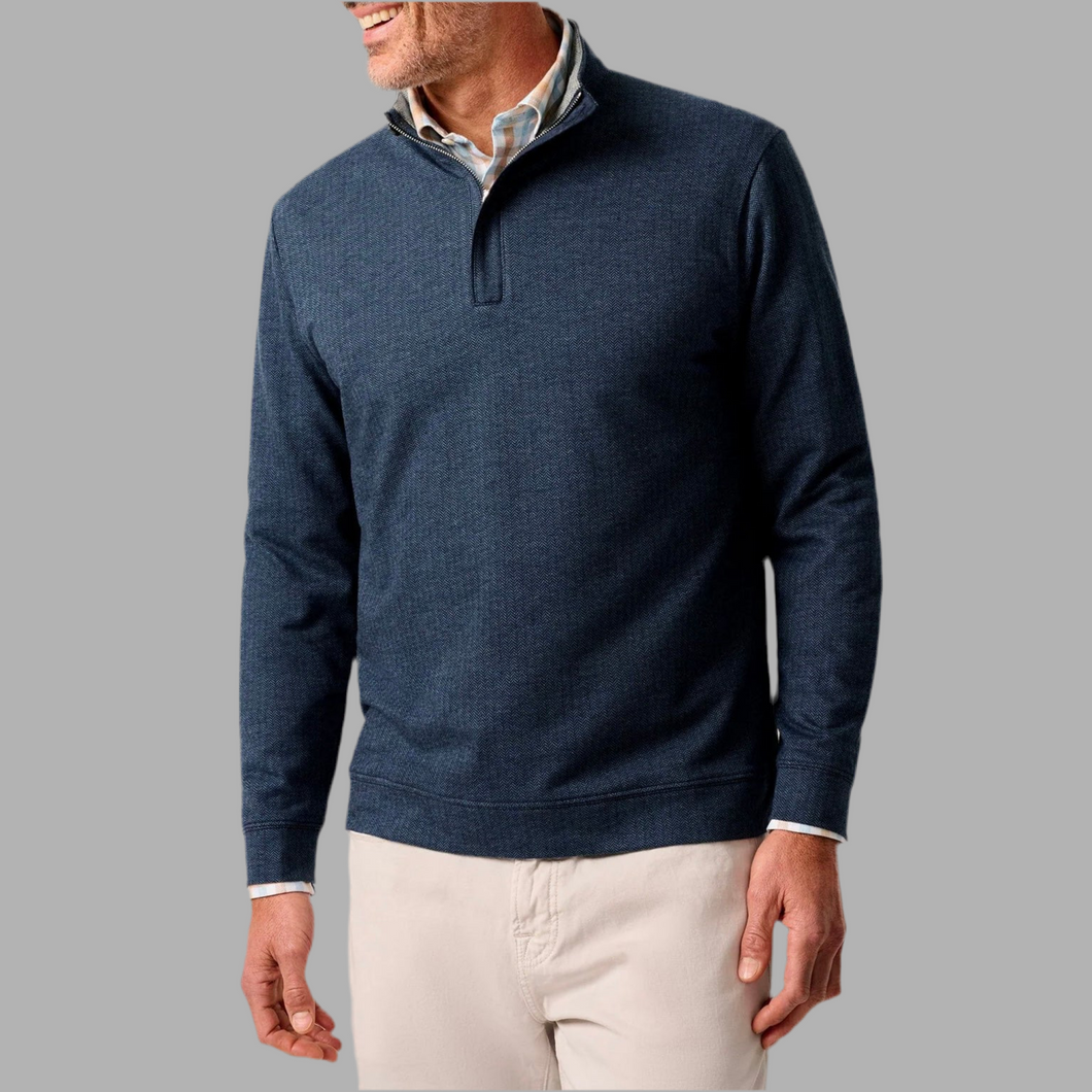 Johnnie-O Rubin Bone Quarter Zip-Navy