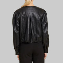Load image into Gallery viewer, Dolce Cabo Faux Leather Bomber Jacket- Black
