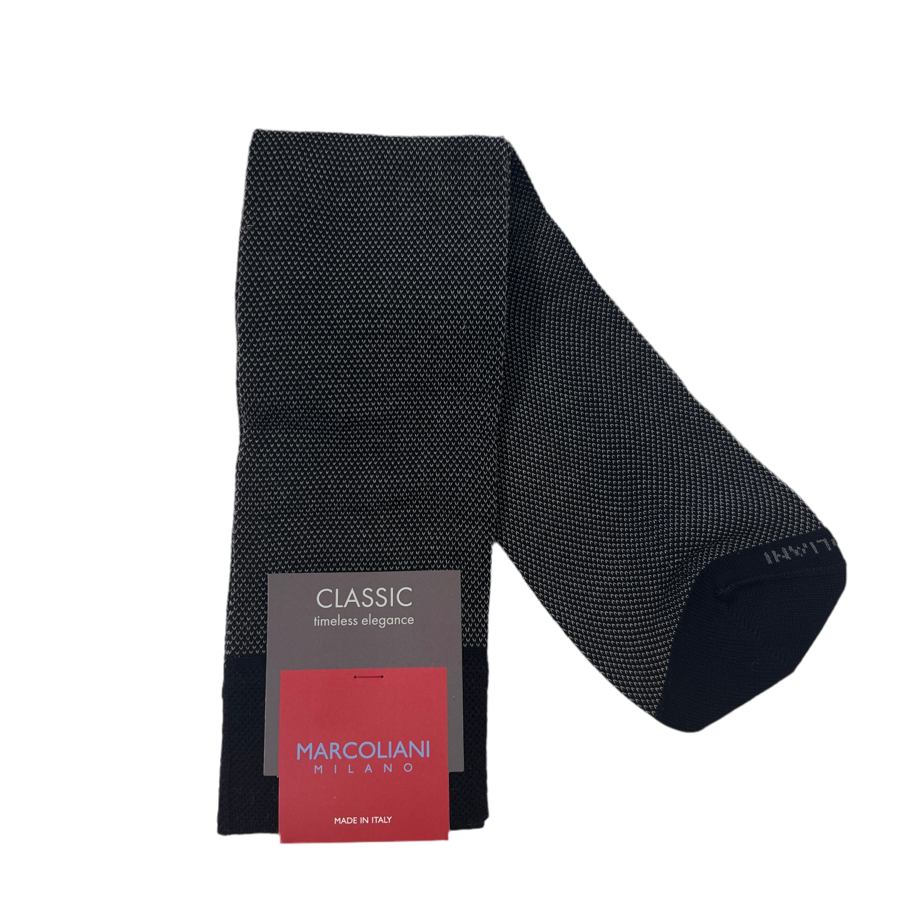 Marcoliani Over the Calf Classic Dress Sock-Birdseye-Black