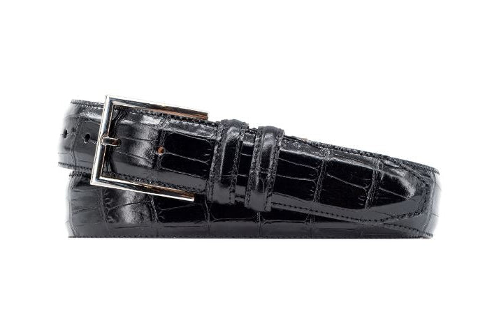 Martin Dingman Alexander Alligator Leather Belt- Black