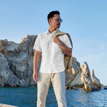 Load image into Gallery viewer, David Donahue Short Sleeve Sport Shirt- White Paisley
