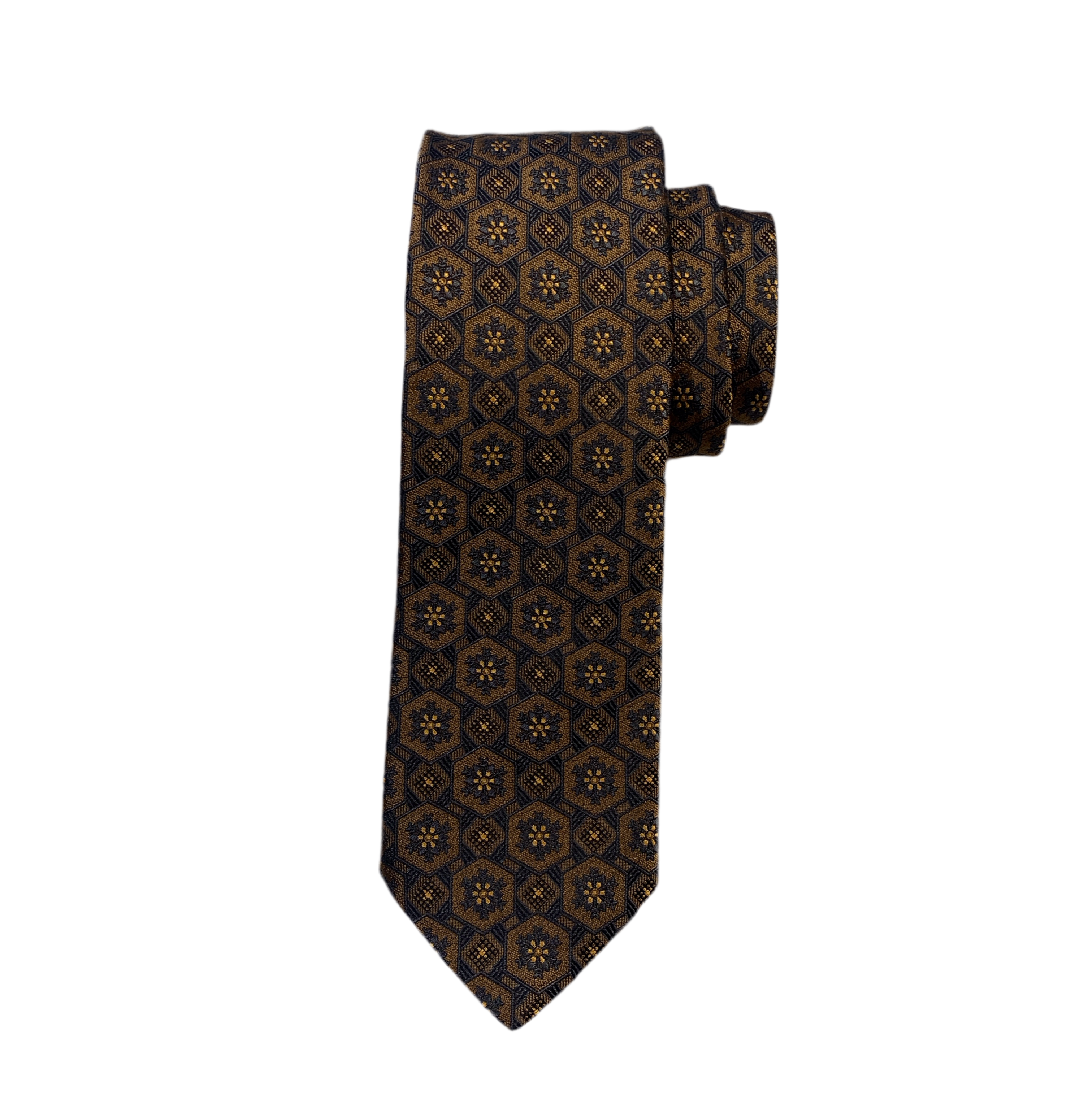 Geoff Nicholson Neckwear-Charcoal/Gold Medallion