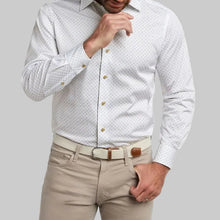 Load image into Gallery viewer, David Donahue Sport Shirt- White/Sand Print
