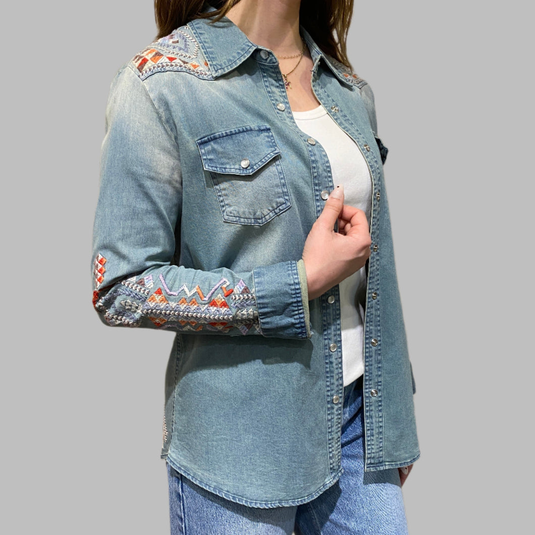 Johnny Was Kresley Western Shirt-Denim Blue